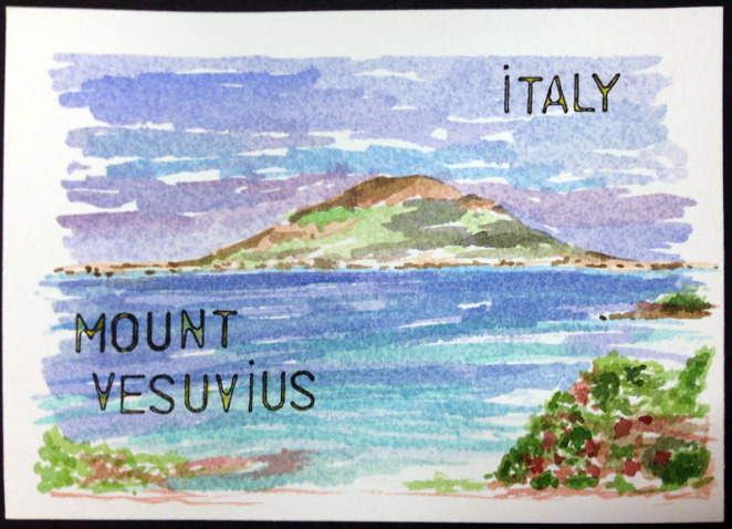 m j bronstein-italy-vesuvius-watercolor